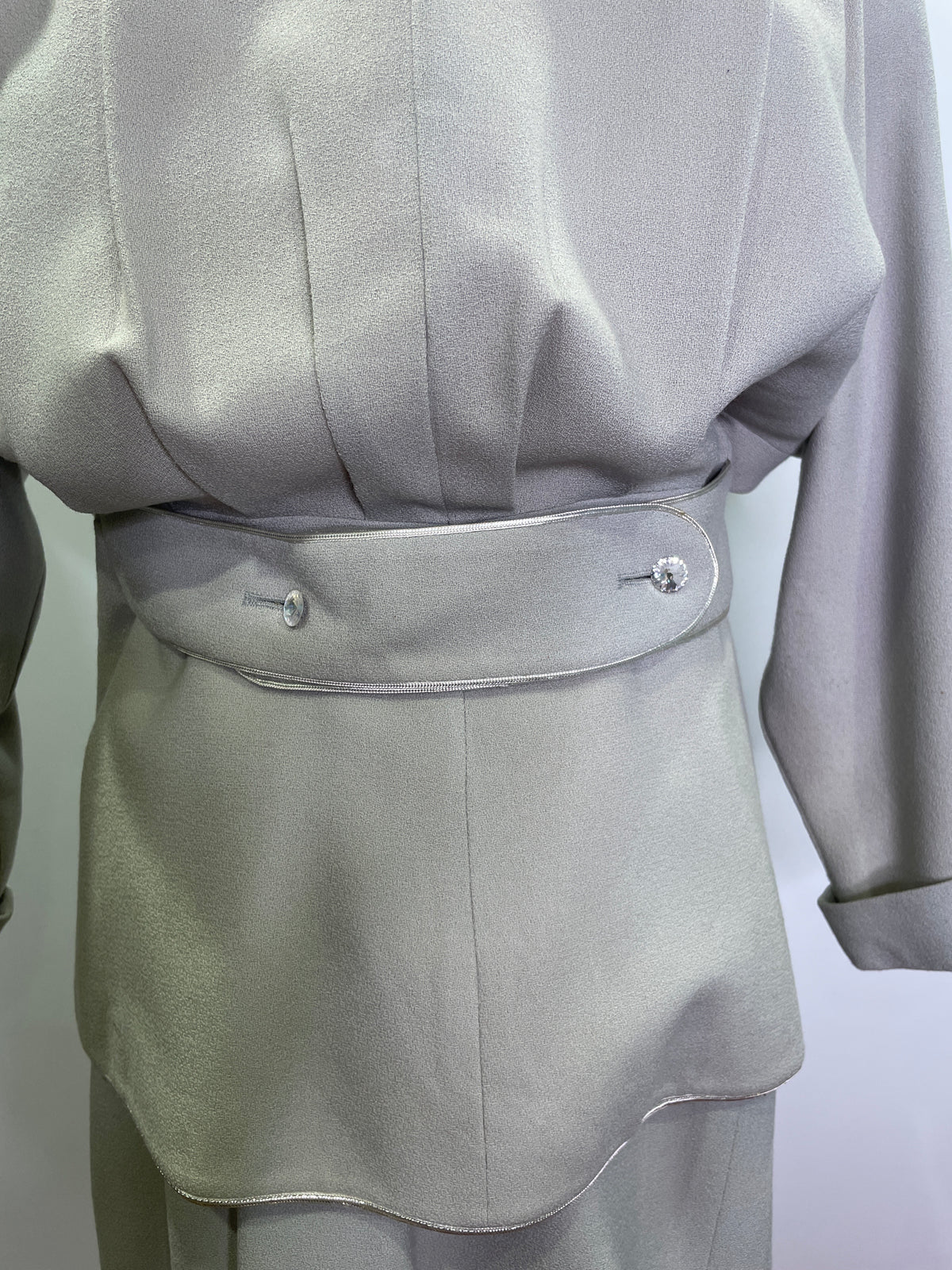 1980s Collectors Piece Nora Miller Dynasty Collection Two-Piece Rhinestone Suit