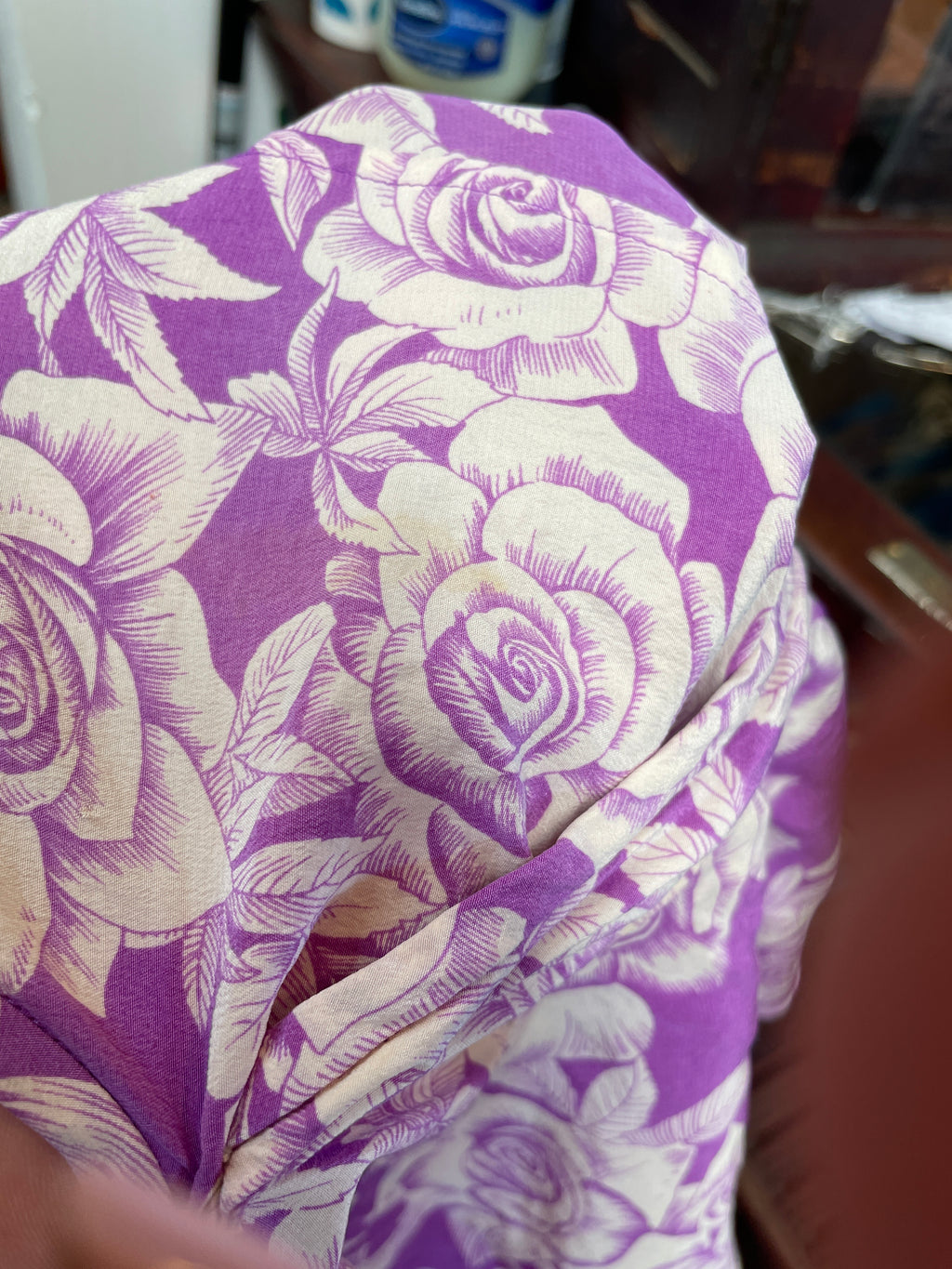 1980s Ungaro Vintage Purple & Cream Floral Two-Piece Set — Jacket & Top