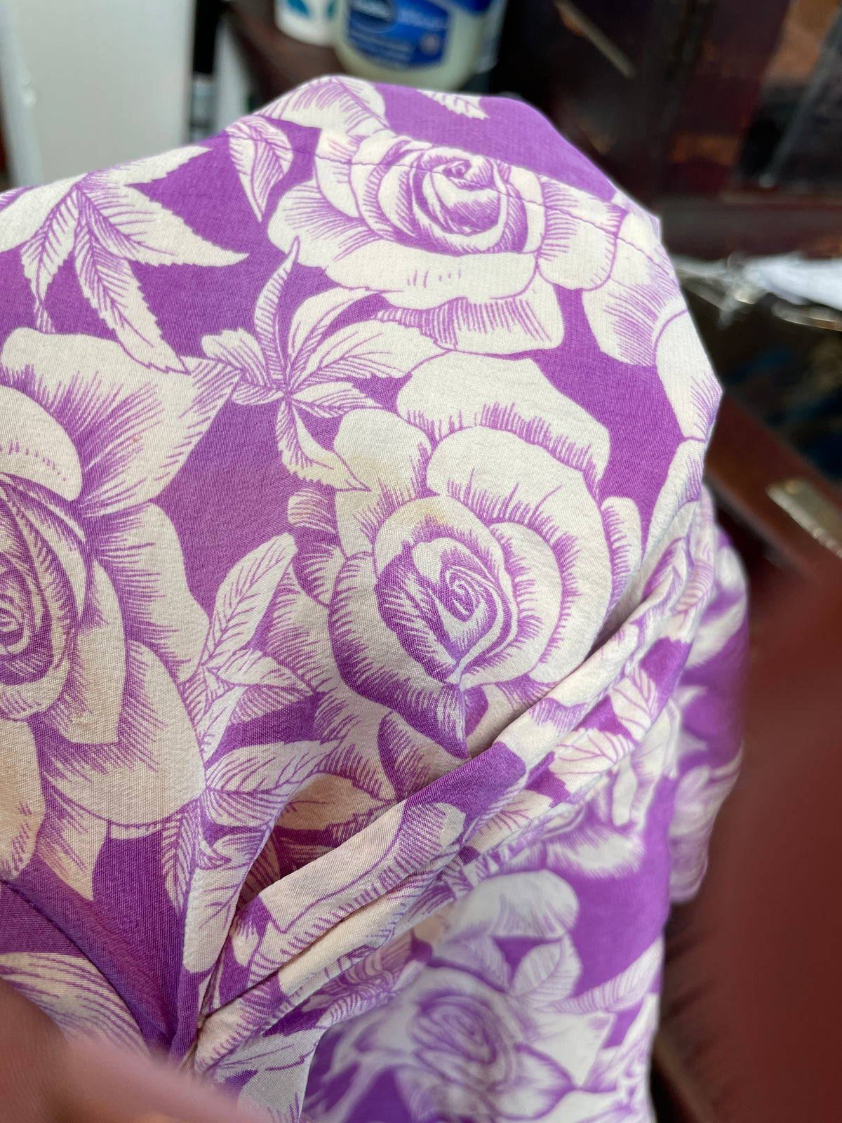 1980s Ungaro Vintage Purple & Cream Floral Two-Piece Set — Jacket & Top