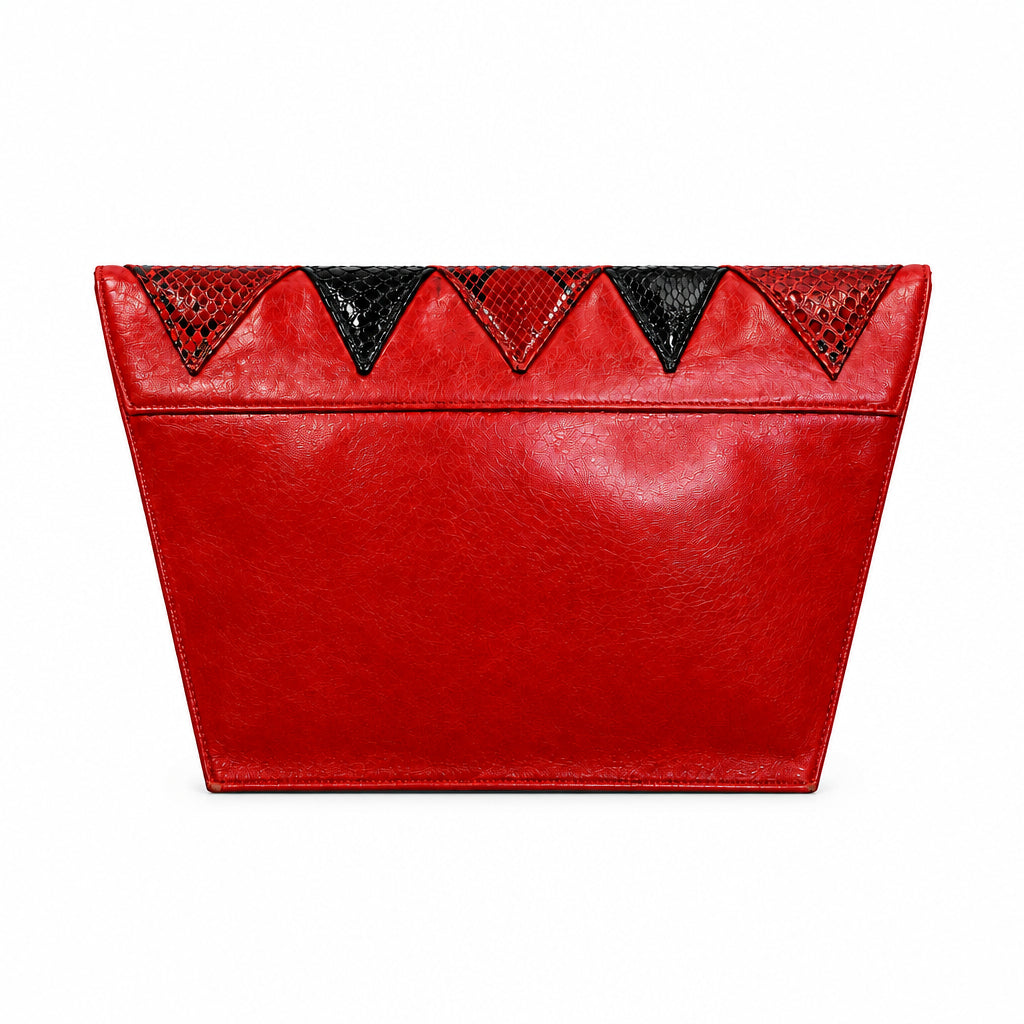 1980s VASILIS for TROTTING Red Clutch with Snakeskin Accents