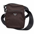 Prada Vintage Brown Tessuto Nylon Crossbody Messenger Bag — 1990s Authenticated