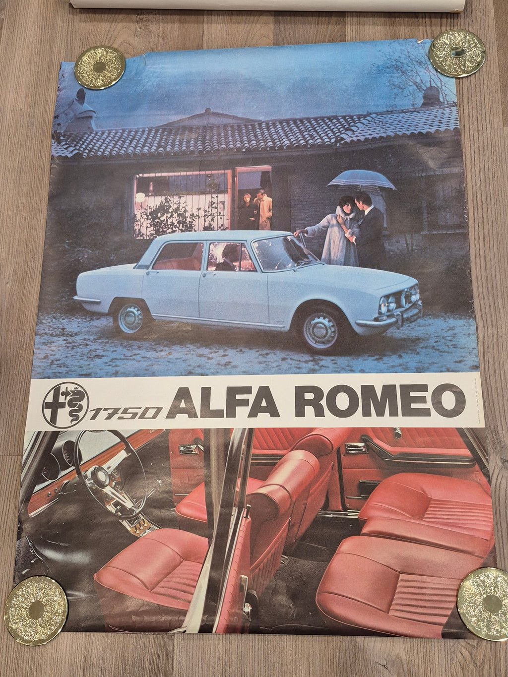Vintage 1750 Alfa Romeo Berlina Advertising Poster - Original Italian Print