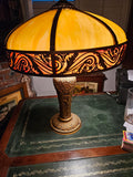 1910s Charles Parker Art Nouveau Slag Glass Table Lamp antique