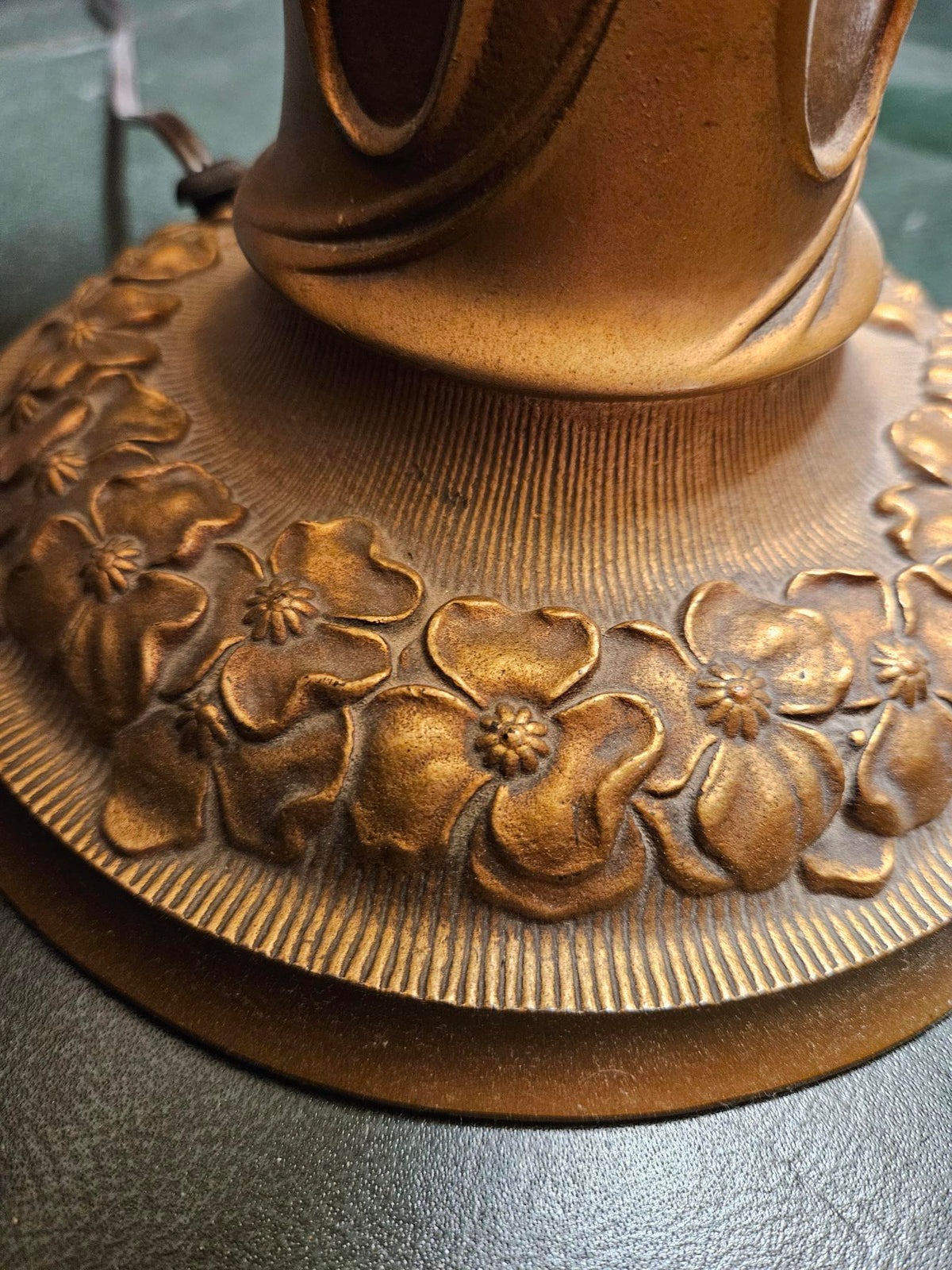 1910s Charles Parker Art Nouveau Slag Glass Table Lamp antique