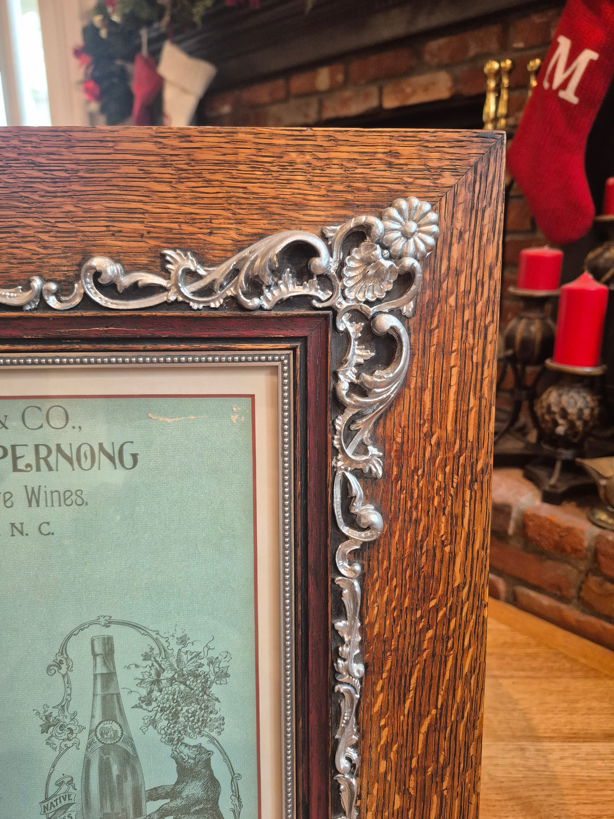 1900s Sol Bear & Co Lithograph Advertisement Scuppernong wines Original Framed antique