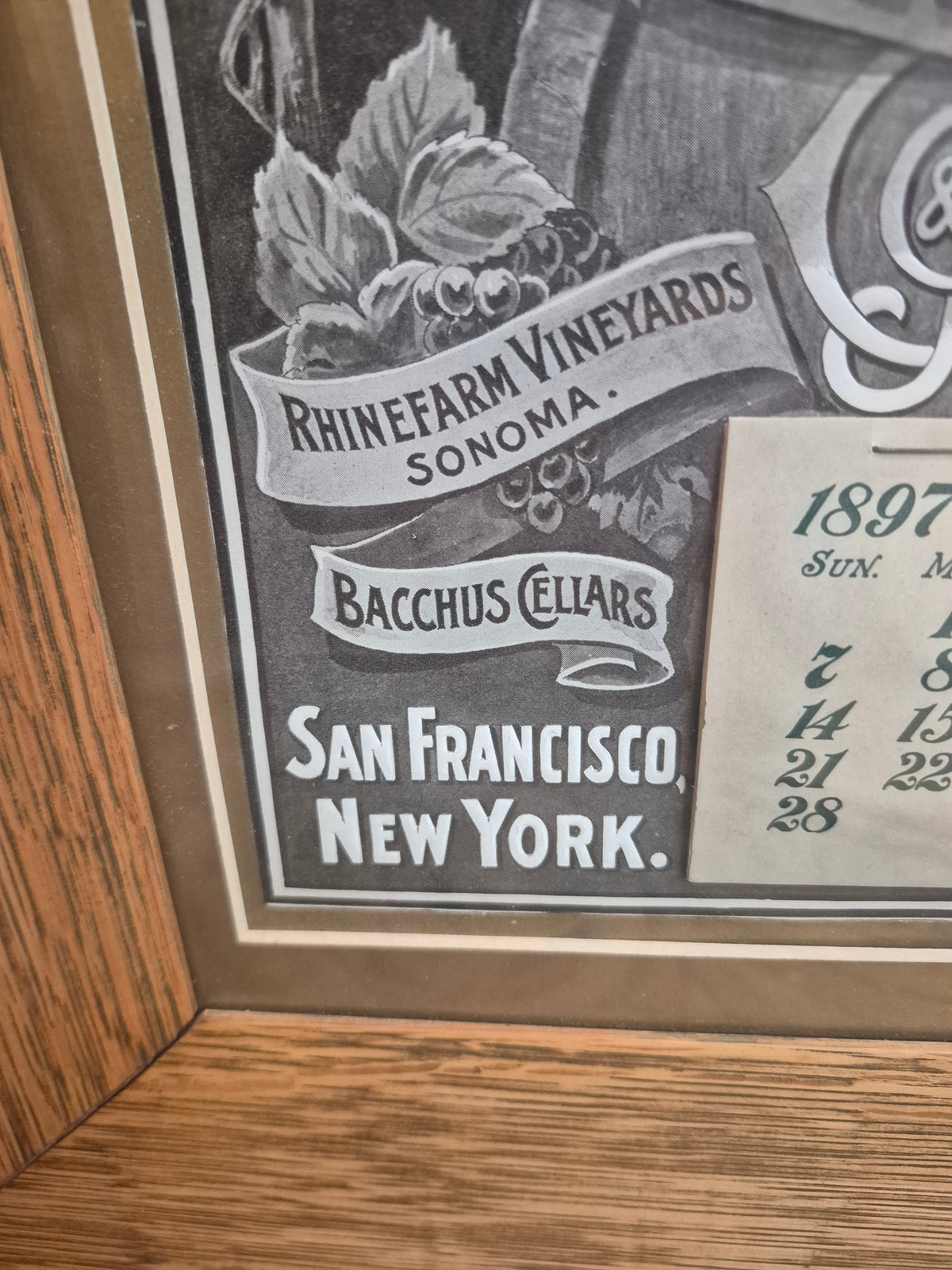 1897 Gundlach-Bundschu framed advertisement original with Calendar antique 1890s