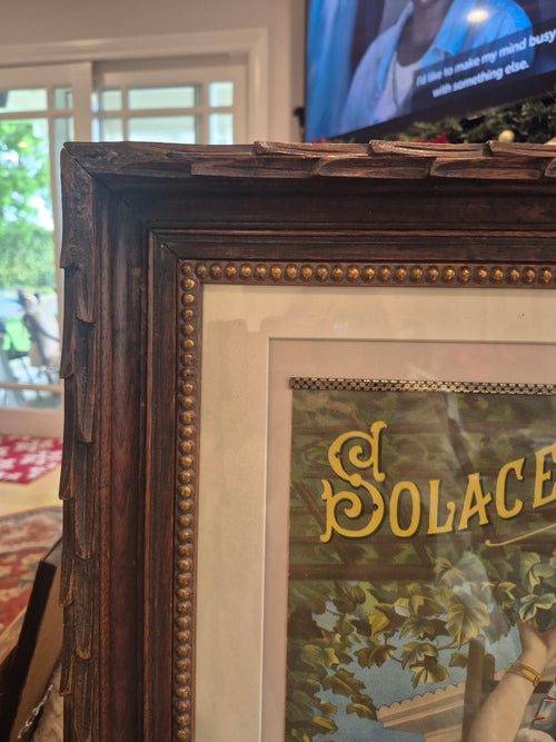 1880 Antique Solace Tobacco victorian original Lithograph framed advertisement
