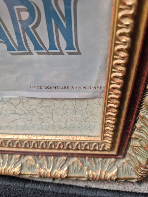 1900s Gumpoldskirchner Advertising Litho framed antique