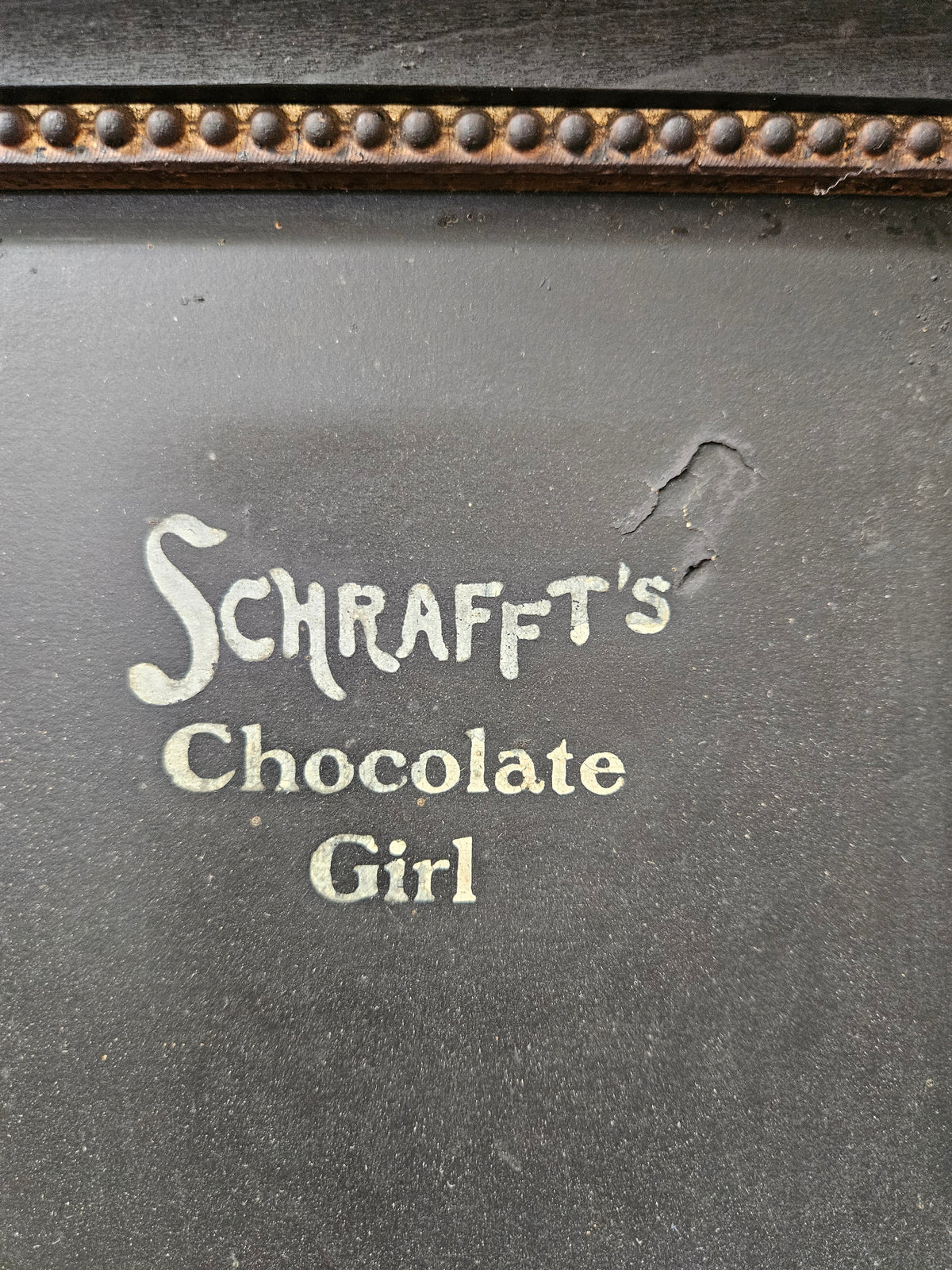 1900s Schrafft's Chocolate Girl Advertising Print Original Canvas Framed antique
