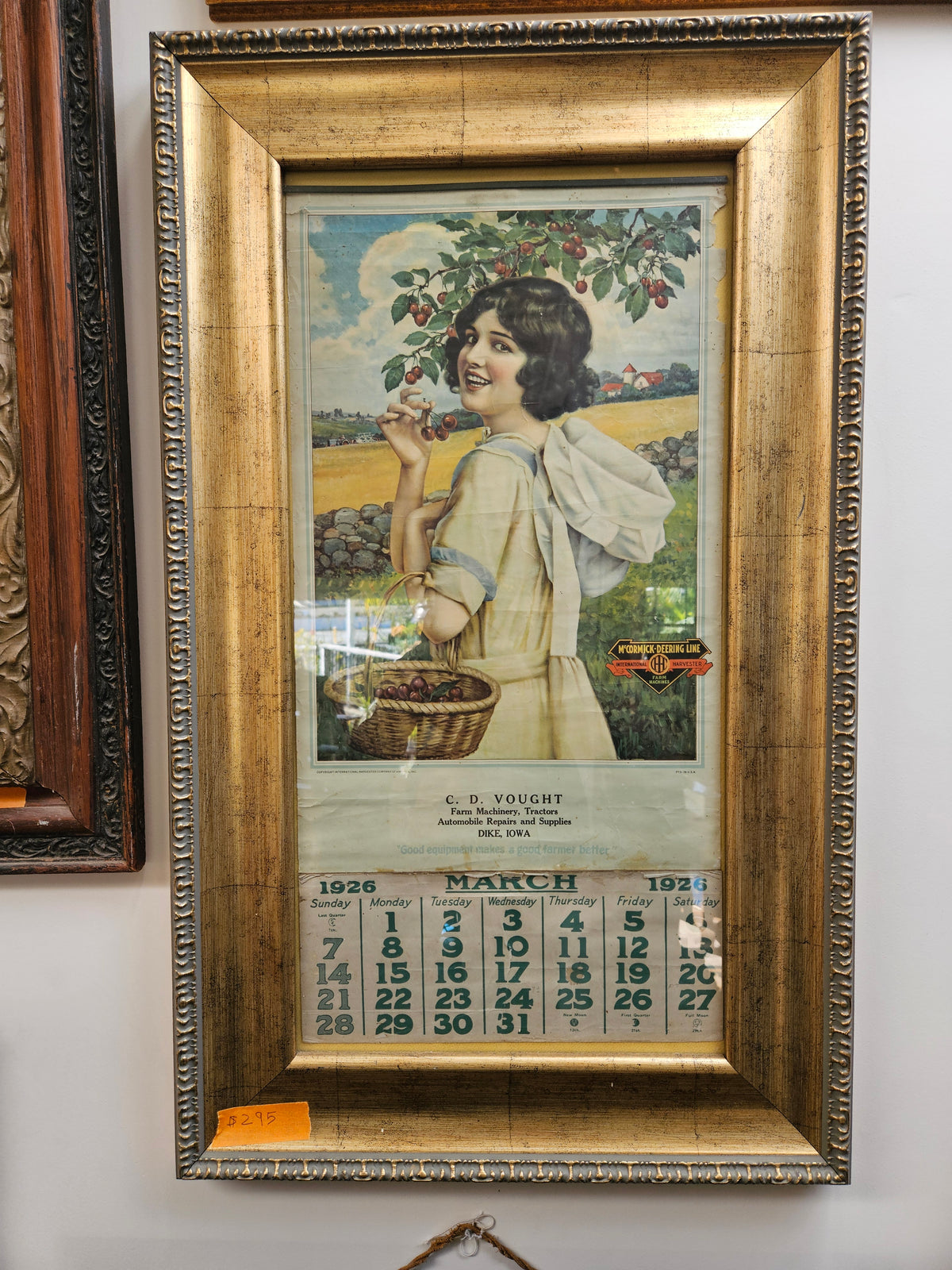 1926 McCormick-Deering Farm Equipment Advertising Calendar - Framed Original 1920s antique