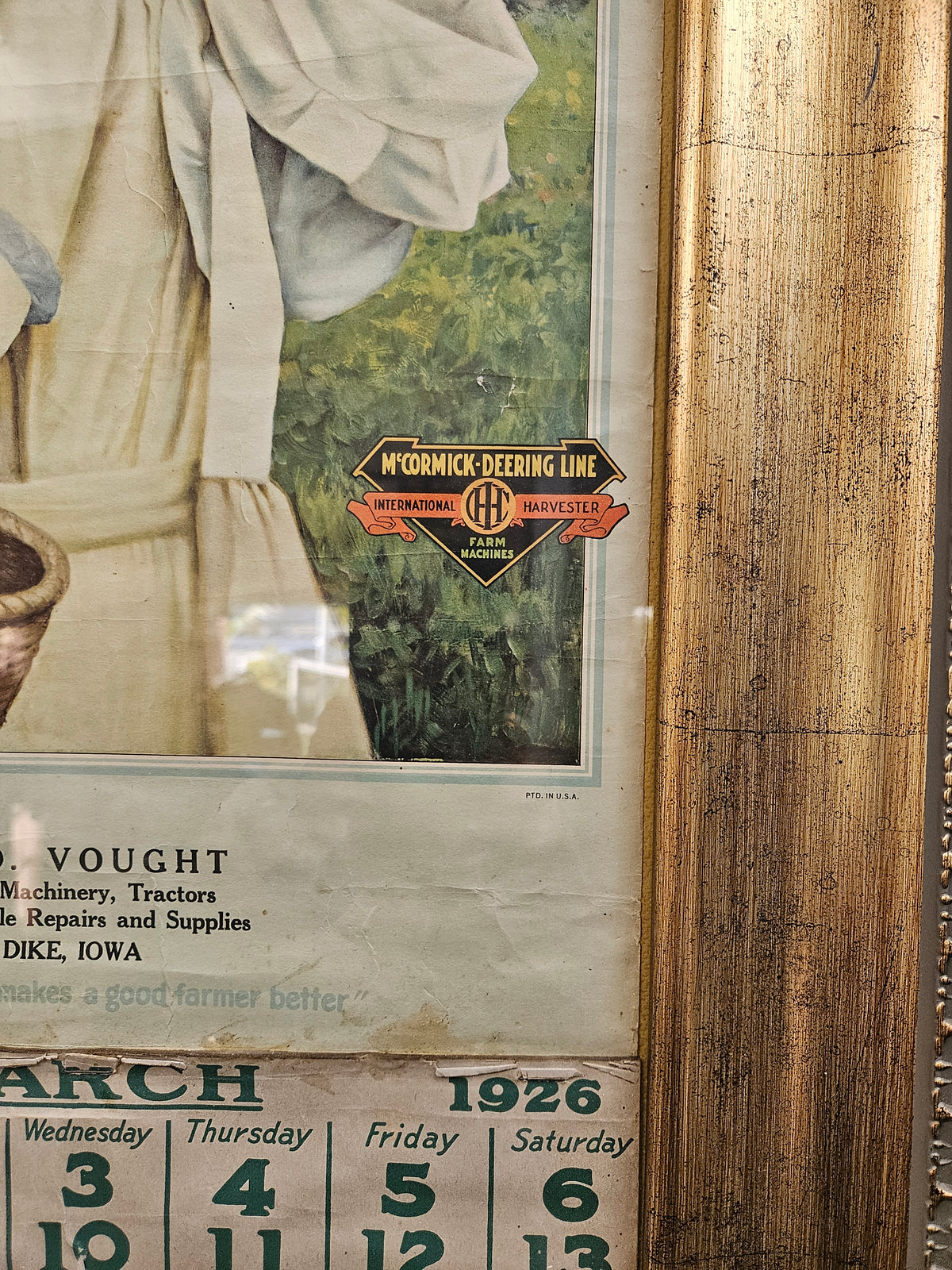 1926 McCormick-Deering Farm Equipment Advertising Calendar - Framed Original 1920s antique