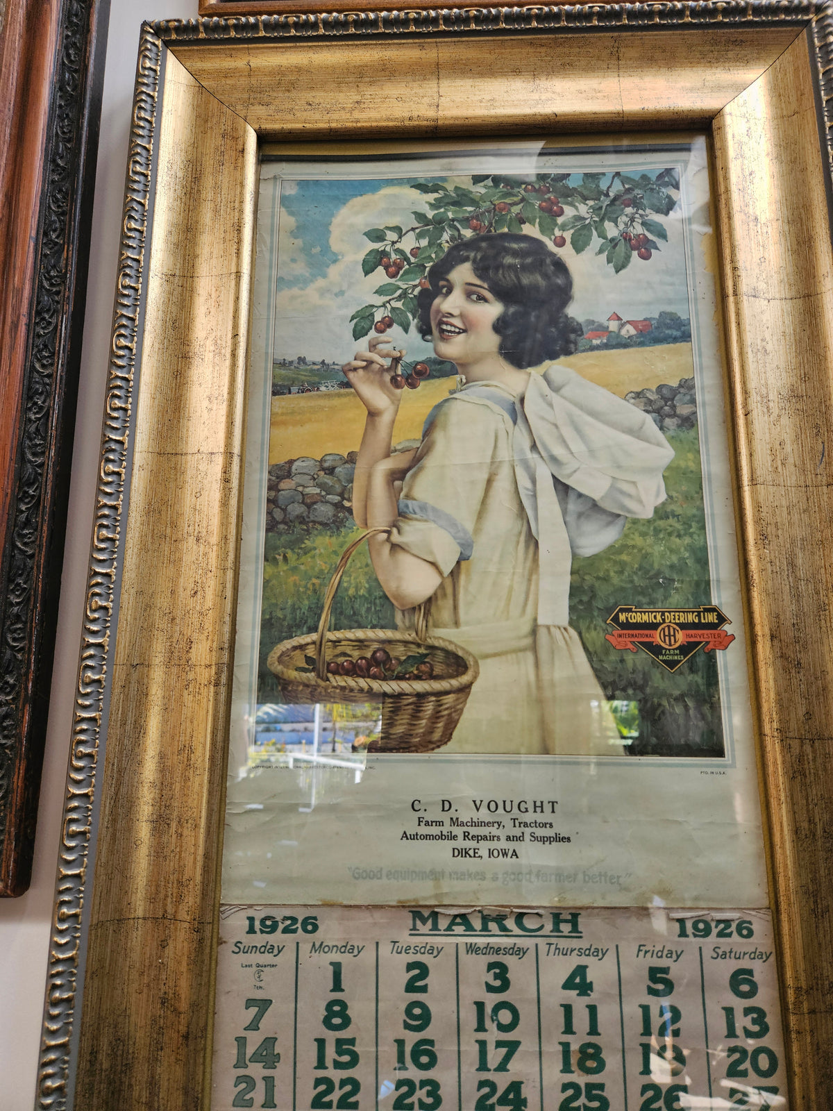 1926 McCormick-Deering Farm Equipment Advertising Calendar - Framed Original 1920s antique