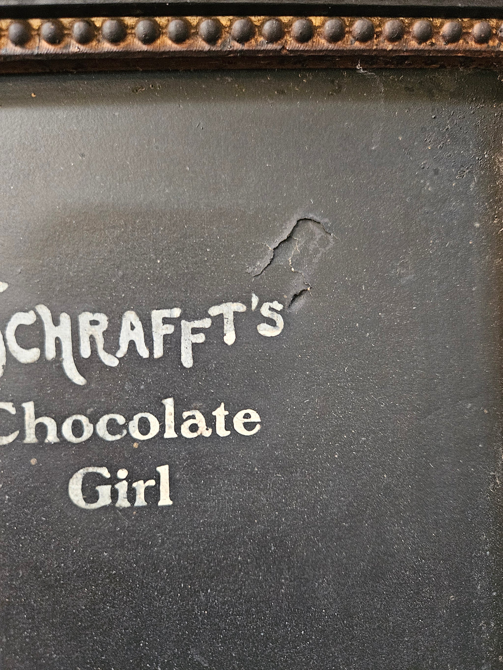 1900s Schrafft's Chocolate Girl Advertising Print Original Canvas Framed antique