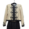 1990s St. John Evening Cream and Black Sequin Pants Suit
