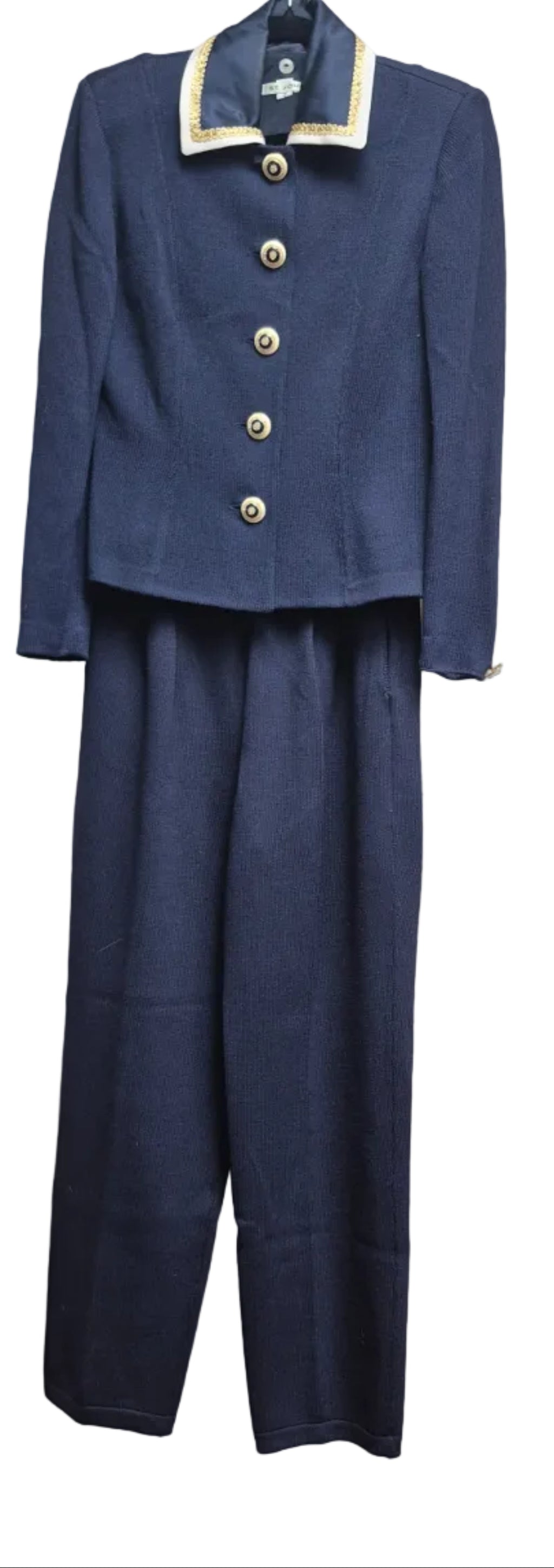1990s St. John Vintage Navy Knit Two-Piece Suit Marie Gray Design