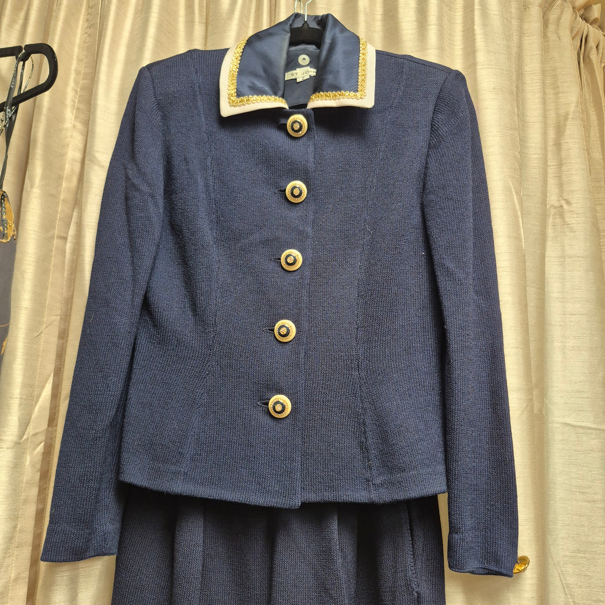 1990s St. John Vintage Navy Knit Two-Piece Suit Marie Gray Design