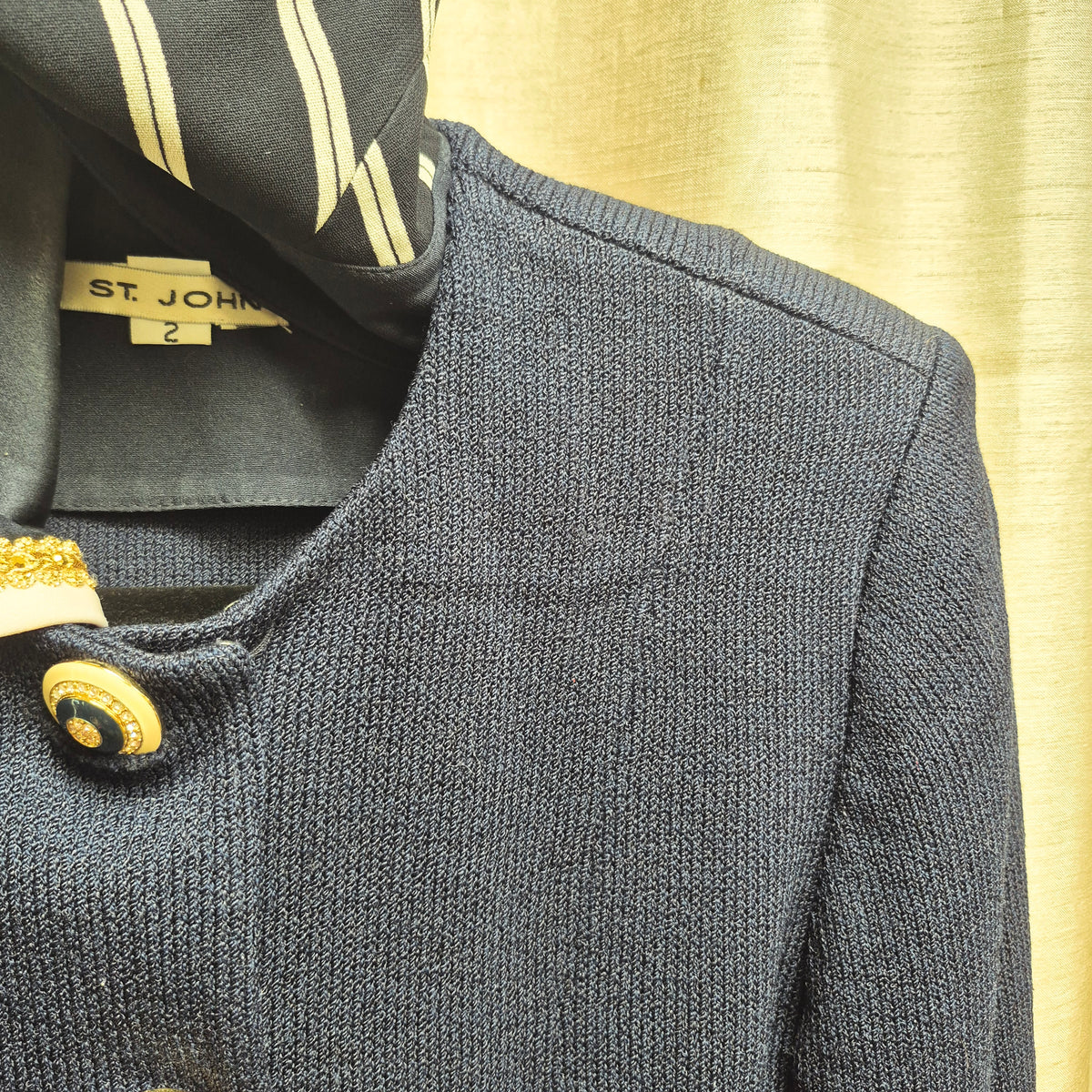 1990s St. John Vintage Navy Knit Two-Piece Suit Marie Gray Design
