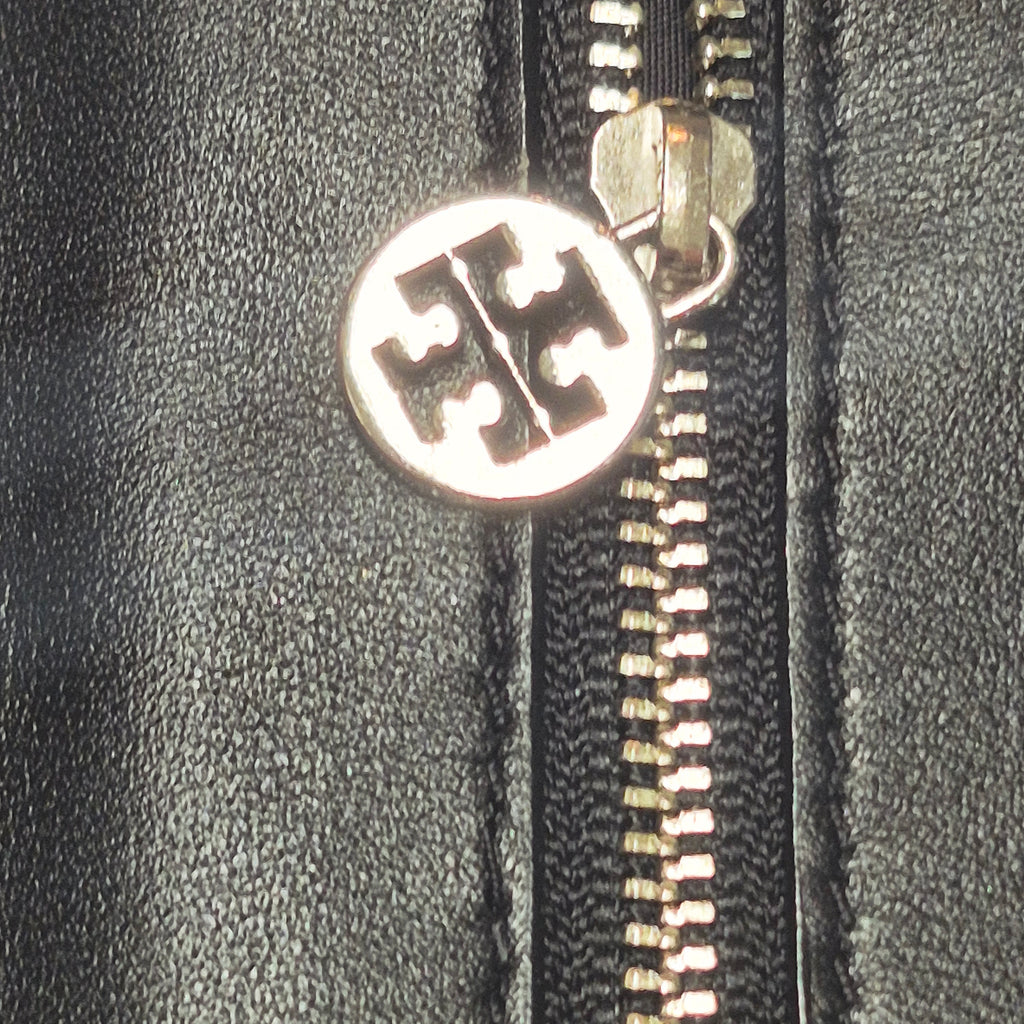 Vintage Tory Burch "Reva" Foldover Clutch Silver Tweed & Black