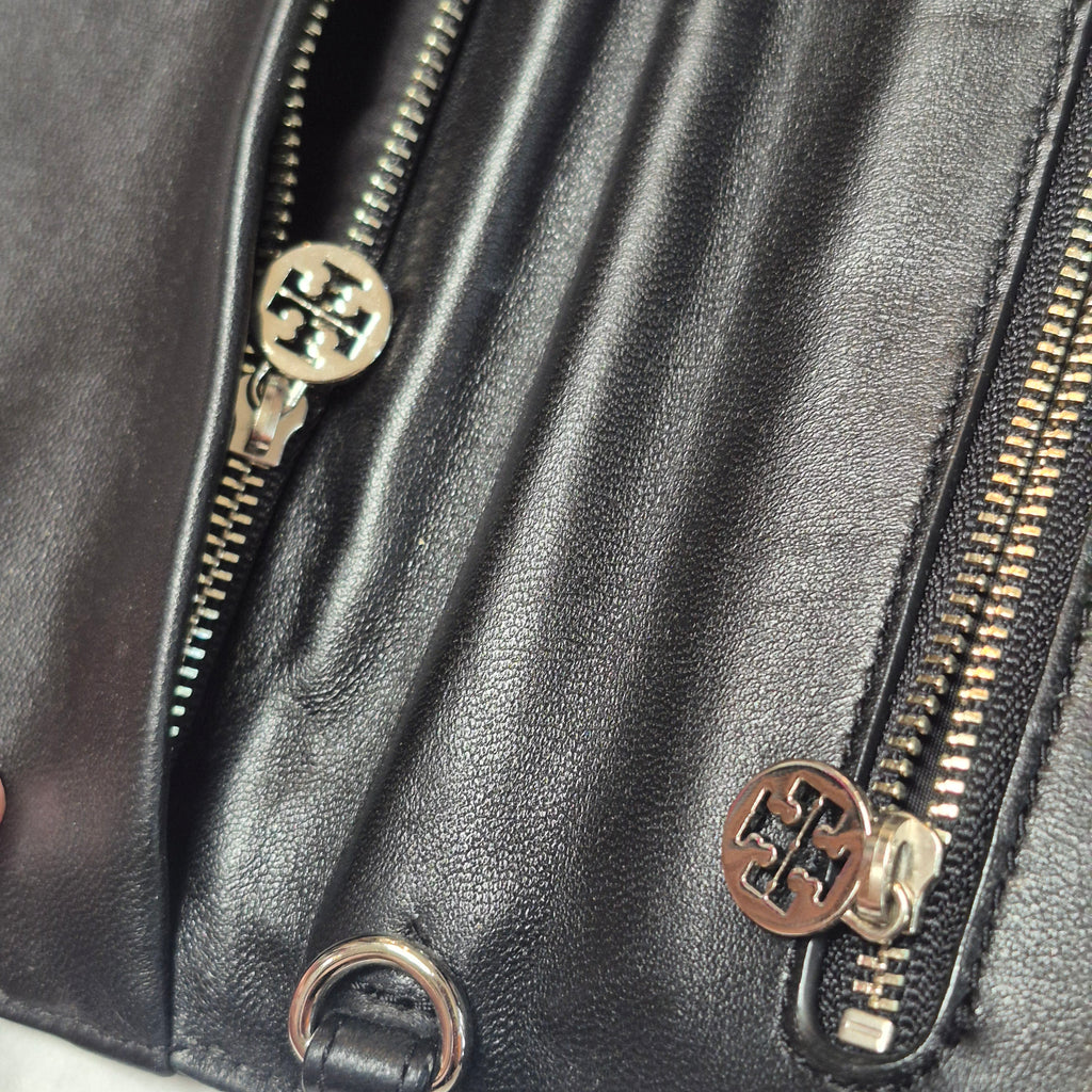 Vintage Tory Burch "Reva" Foldover Clutch Silver Tweed & Black