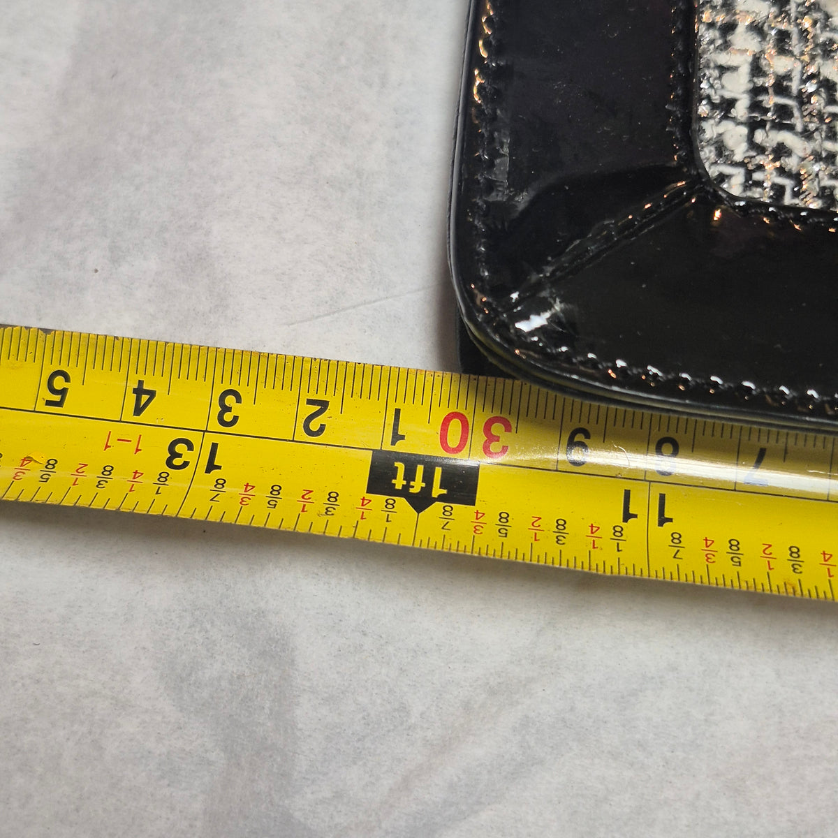 Vintage Tory Burch "Reva" Foldover Clutch Silver Tweed & Black