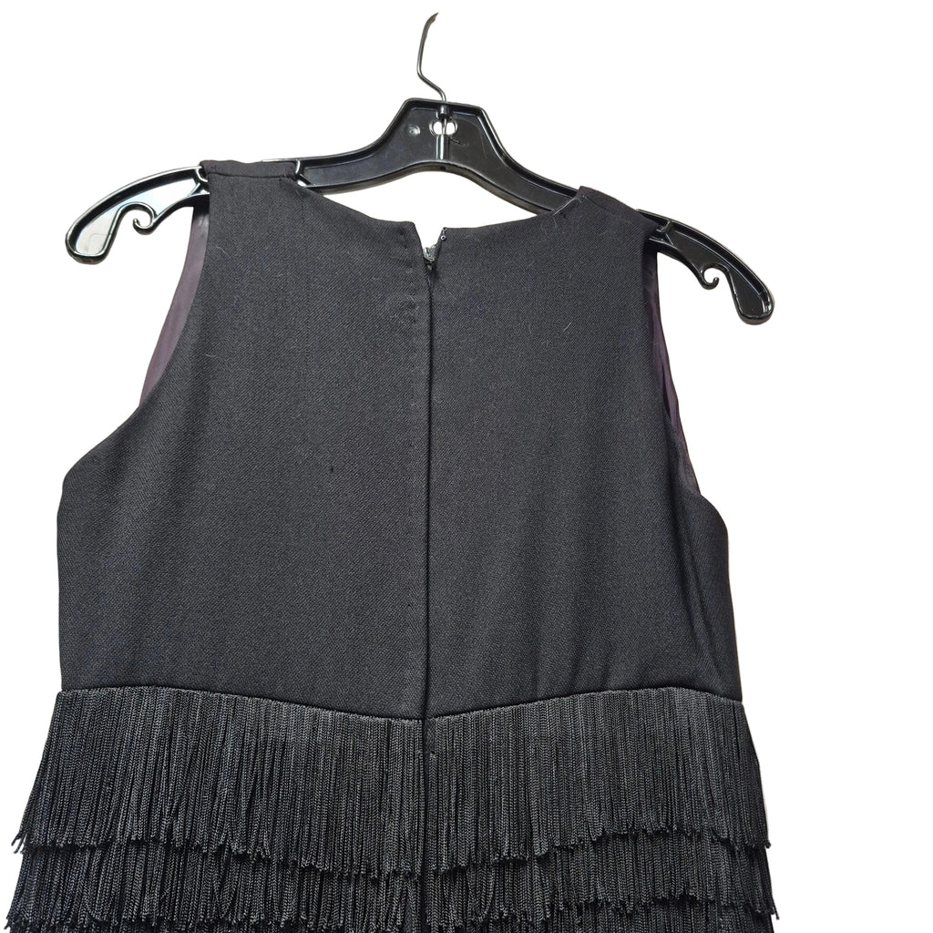 1960s Mr. Blackwell Custom Tiered Fringe Maxi Dress - Black Crepe Gown Vintage
