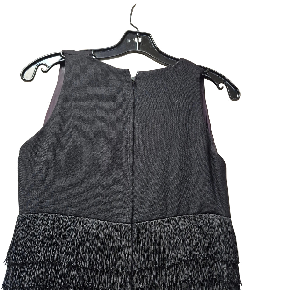 1960s Mr. Blackwell Custom Tiered Fringe Maxi Dress - Black Crepe Gown Vintage