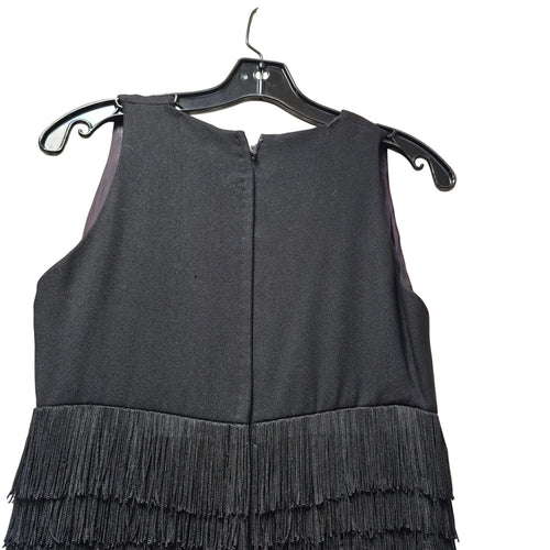 1960s Mr. Blackwell Custom Tiered Fringe Maxi Dress - Black Crepe Gown Vintage