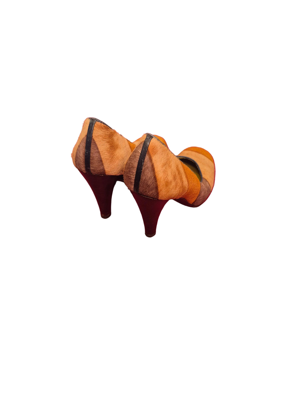 Imagine Vince Camuto Patchwork Calf Hair Pumps – Multicolor Fall Tones, Size 7