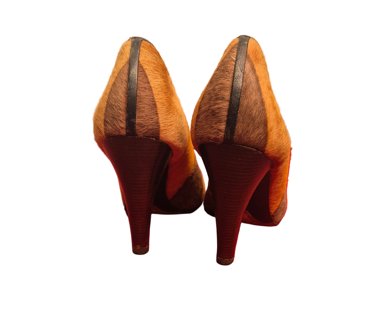 Imagine Vince Camuto Patchwork Calf Hair Pumps – Multicolor Fall Tones, Size 7