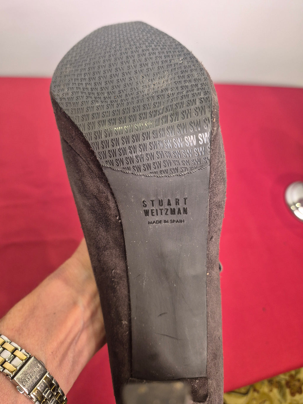 Stuart Weitzman Goforward Charcoal Gray Suede Multi-Strap Buckle Booties - Size 11M