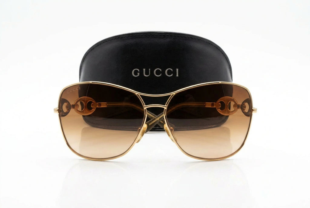 Vintage Gucci GG 2772/S Gold Mariner Chain Link Sunglasses with Case