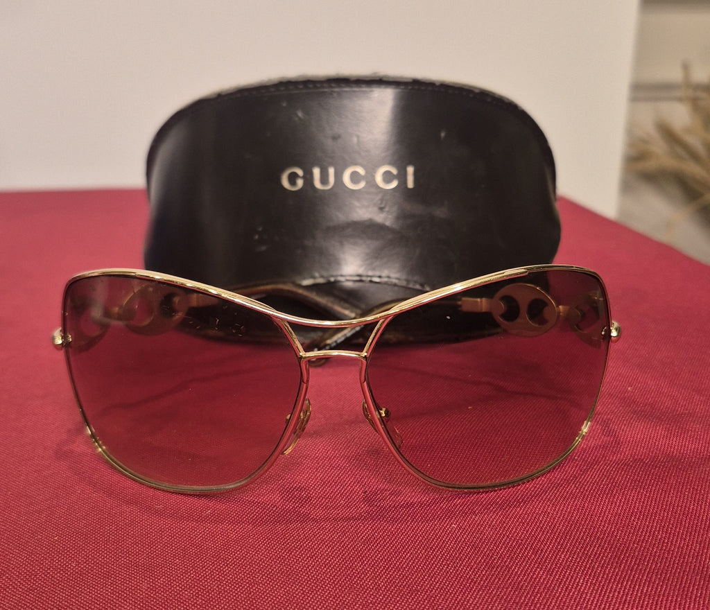 Vintage Gucci GG 2772/S Gold Mariner Chain Link Sunglasses with Case