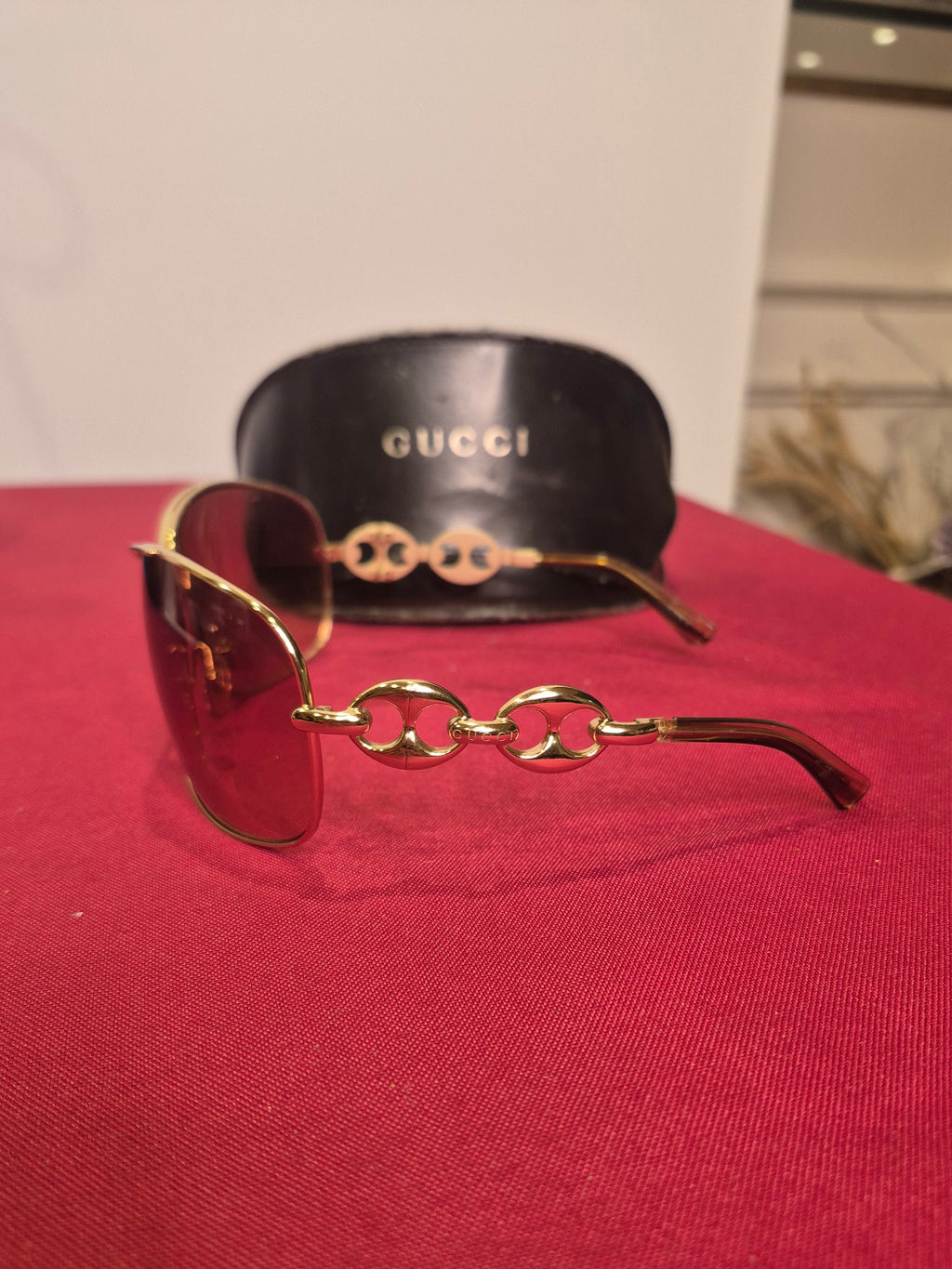 Vintage Gucci GG 2772/S Gold Mariner Chain Link Sunglasses with Case