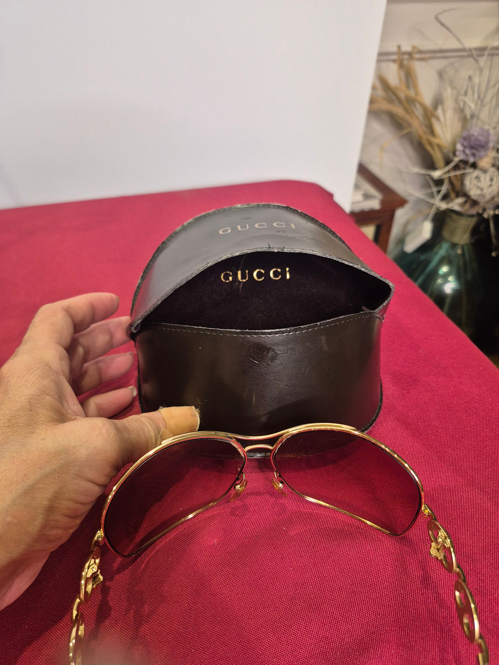 Vintage Gucci GG 2772/S Gold Mariner Chain Link Sunglasses with Case