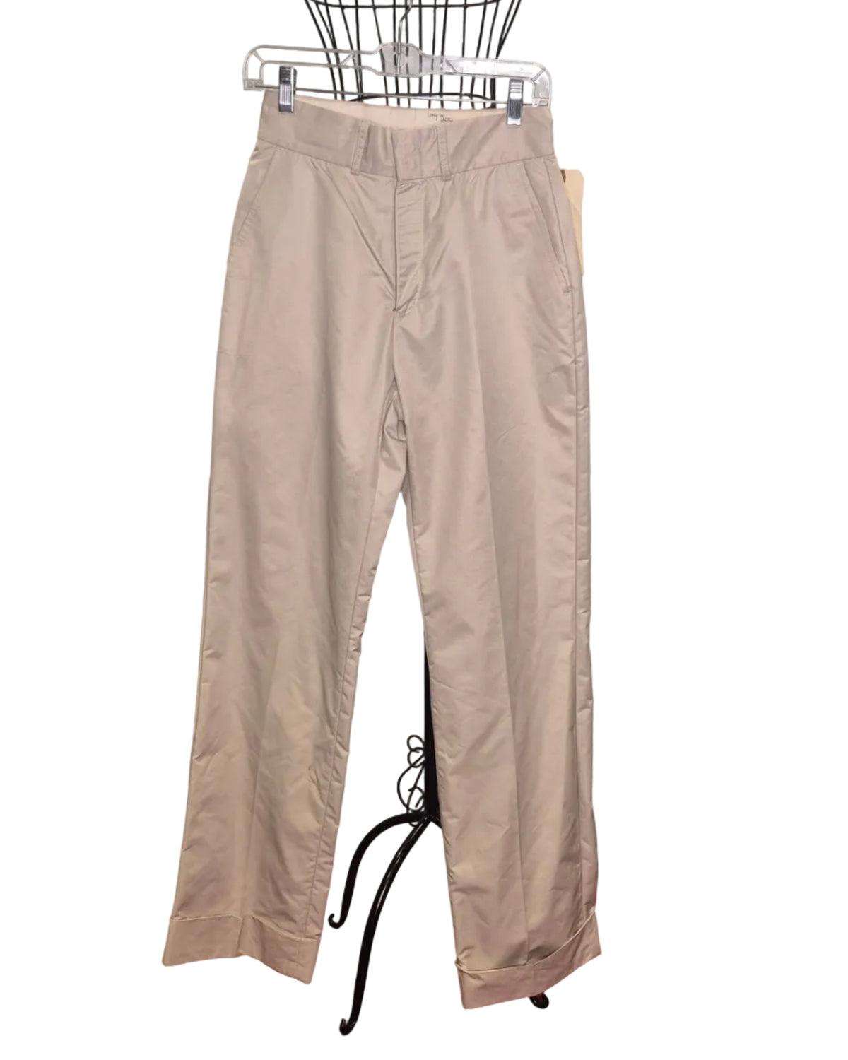J. Lindeberg 1990s Cream Golf Pants | Cuffed | Double Hook & Eye | Size 27 Waist