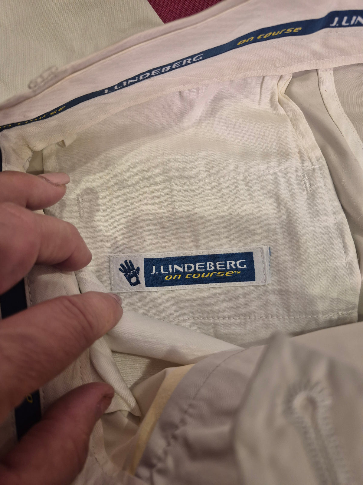 J. Lindeberg 1990s Cream Golf Pants | Cuffed | Double Hook & Eye | Size 27 Waist