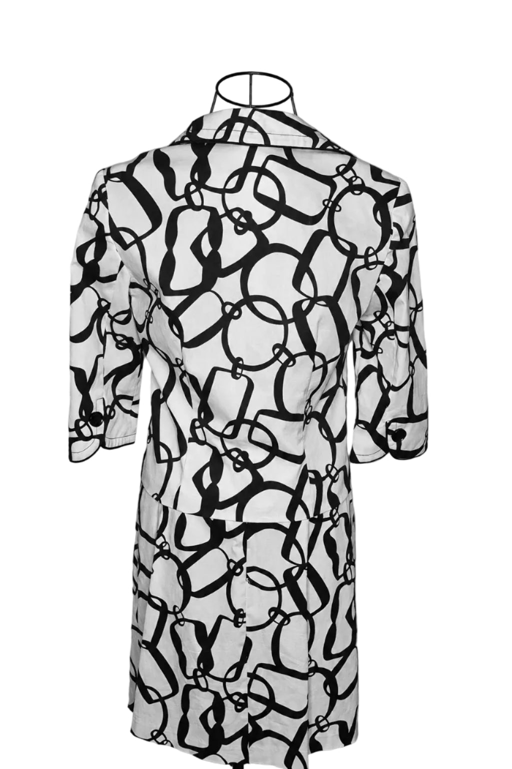 Trina Turk Black and White Geometric chain Two-Piece Suit, Size 4