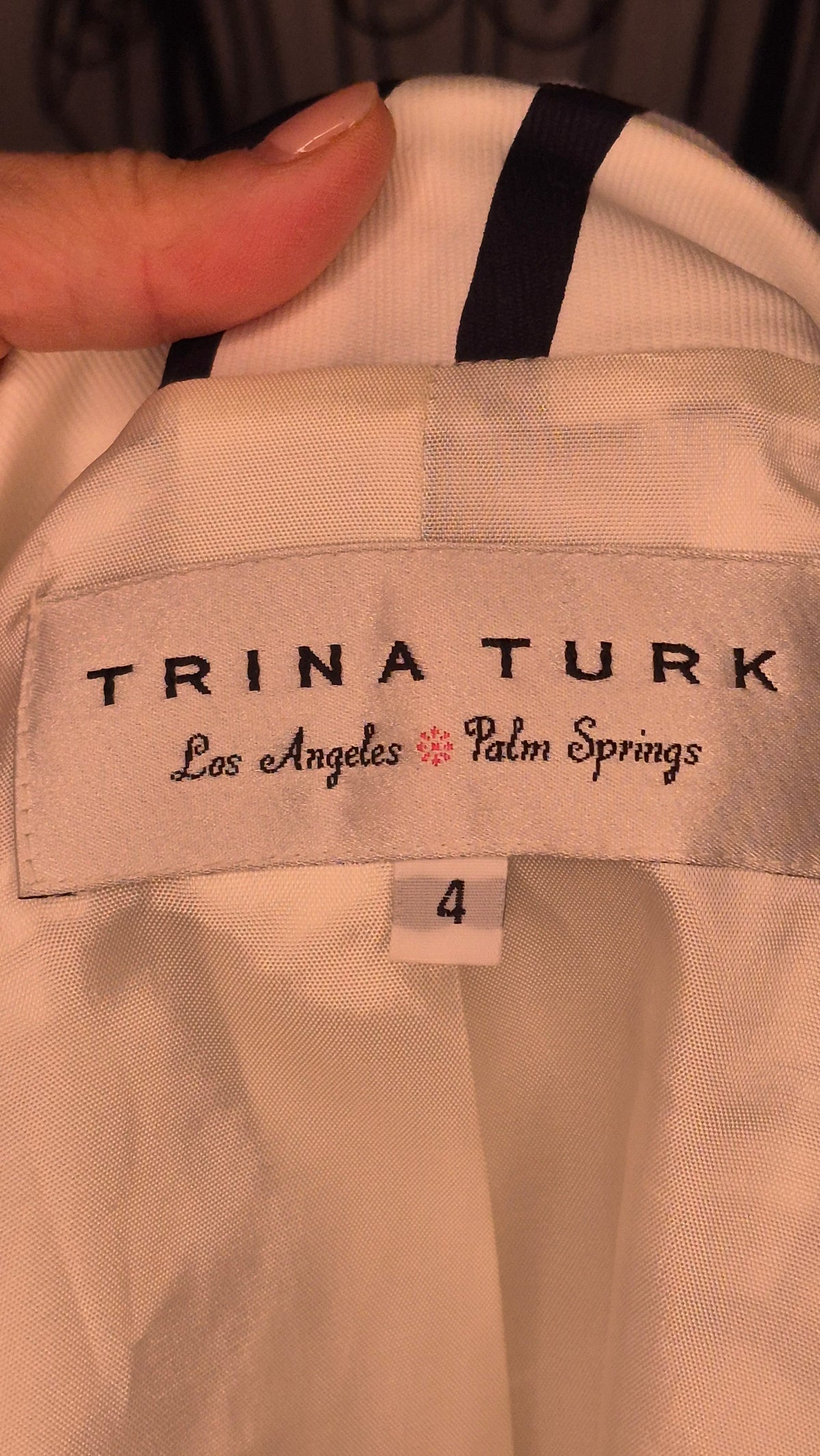 Trina Turk Black and White Geometric chain Two-Piece Suit, Size 4