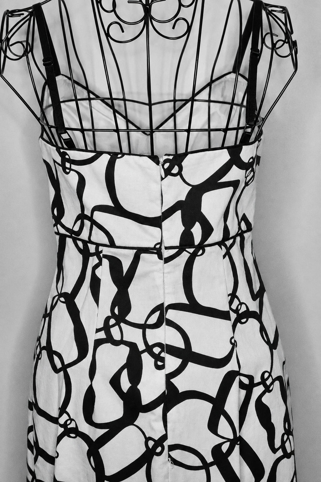 Trina Turk Black and White Geometric chain Two-Piece Suit, Size 4