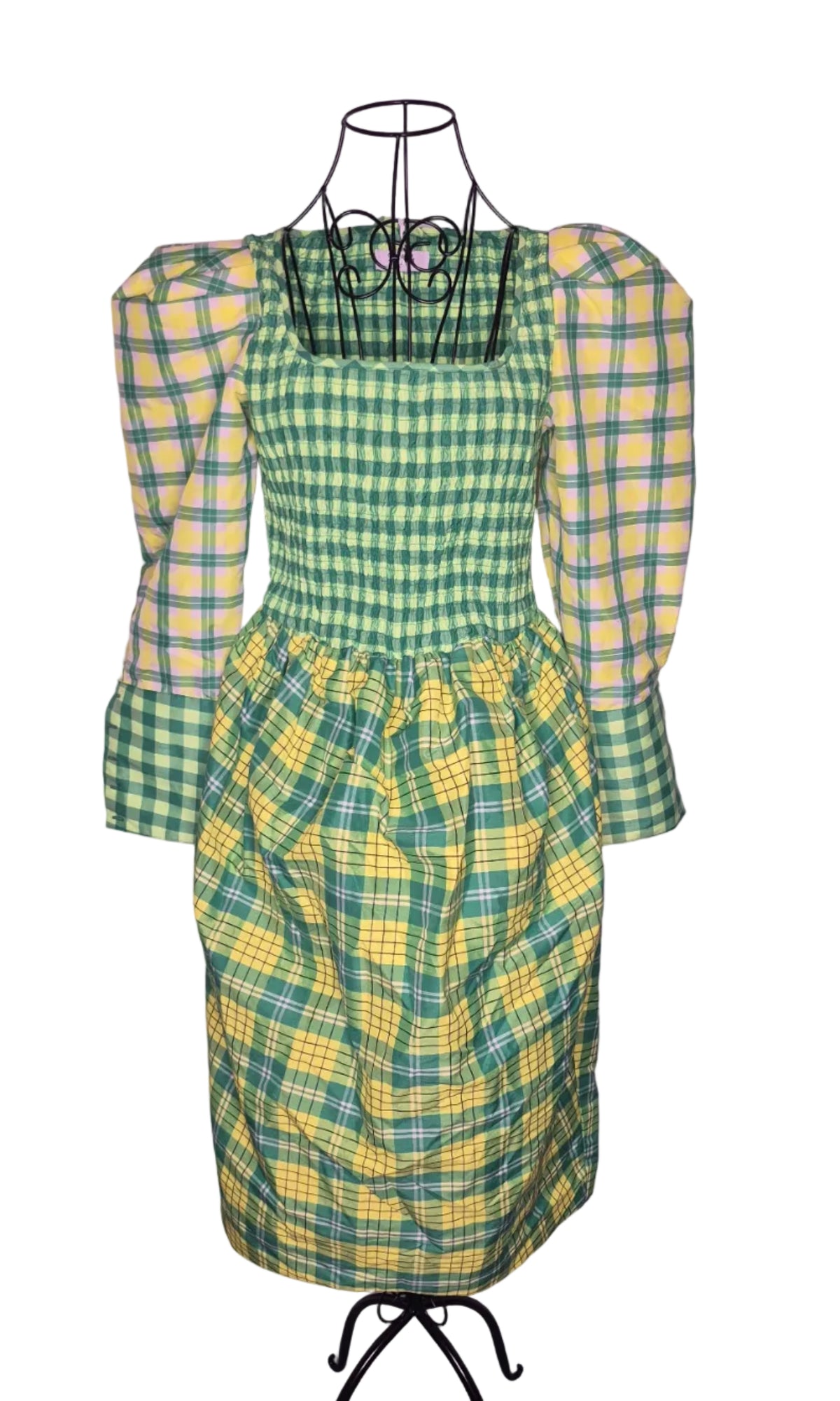 Christopher John Rogers for Target Green Plaid Smocked Dress