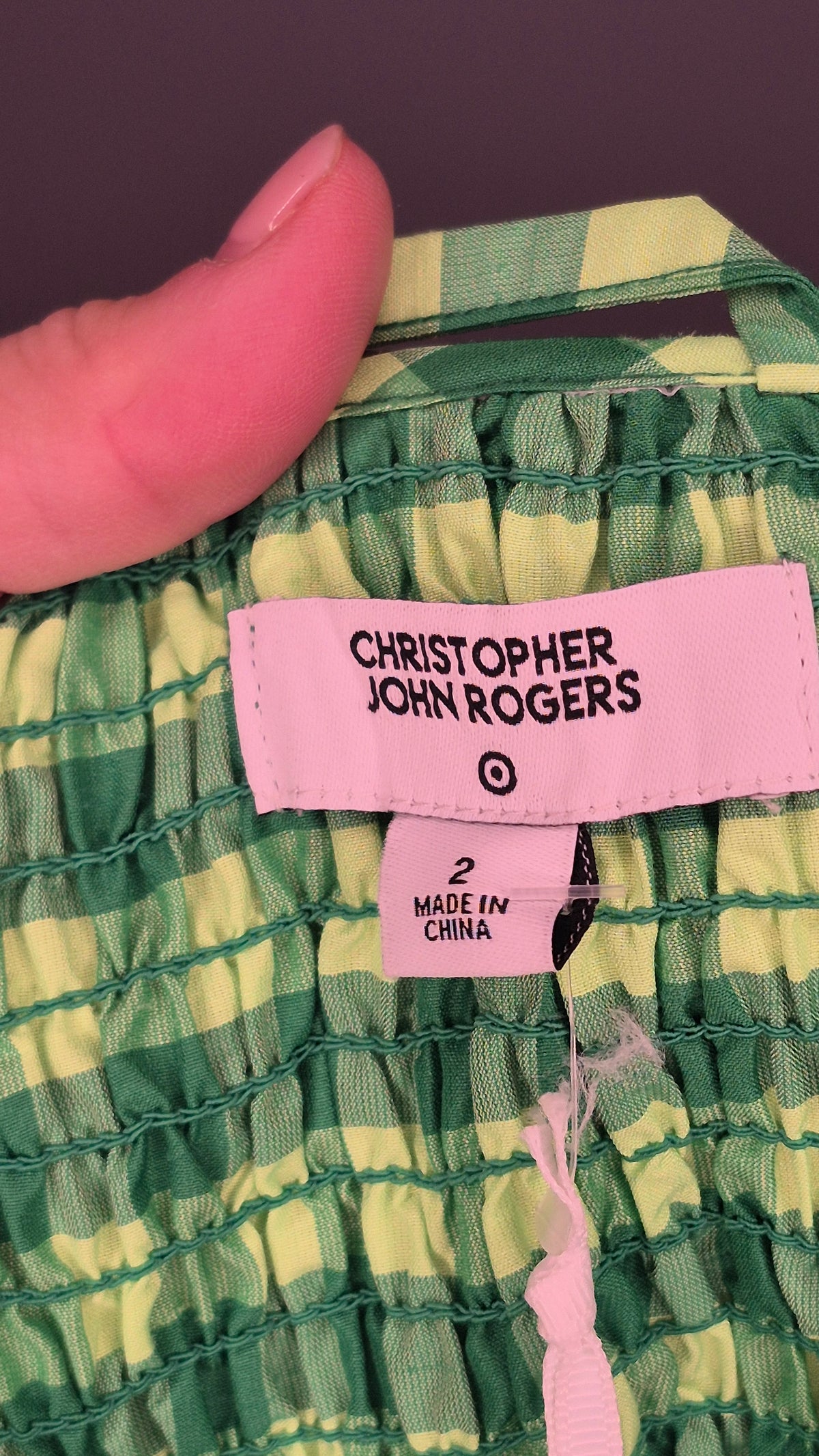 Christopher John Rogers for Target Green Plaid Smocked Dress