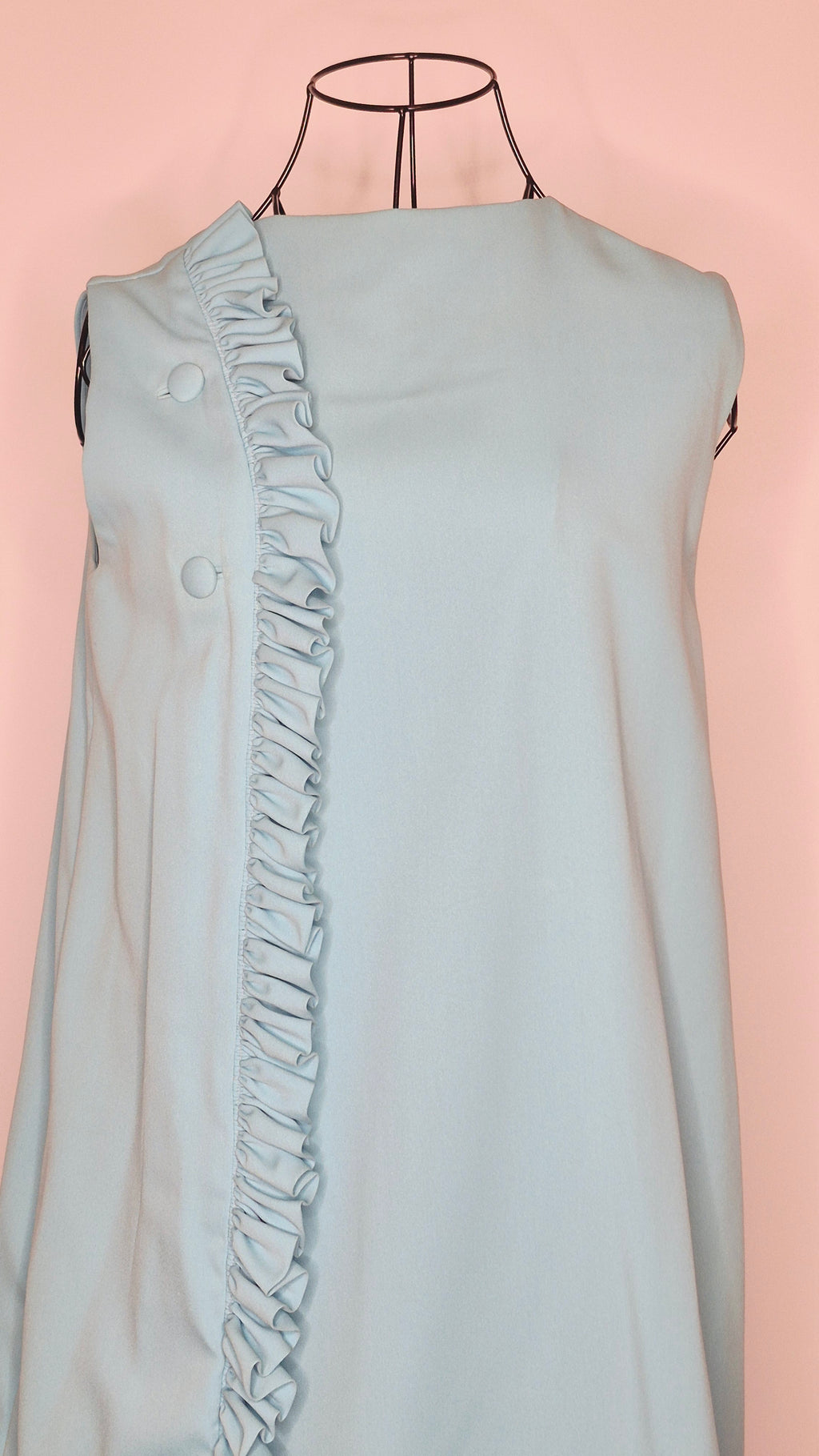 1960s Vintage Baby Blue Sleeveless Wrap Dress