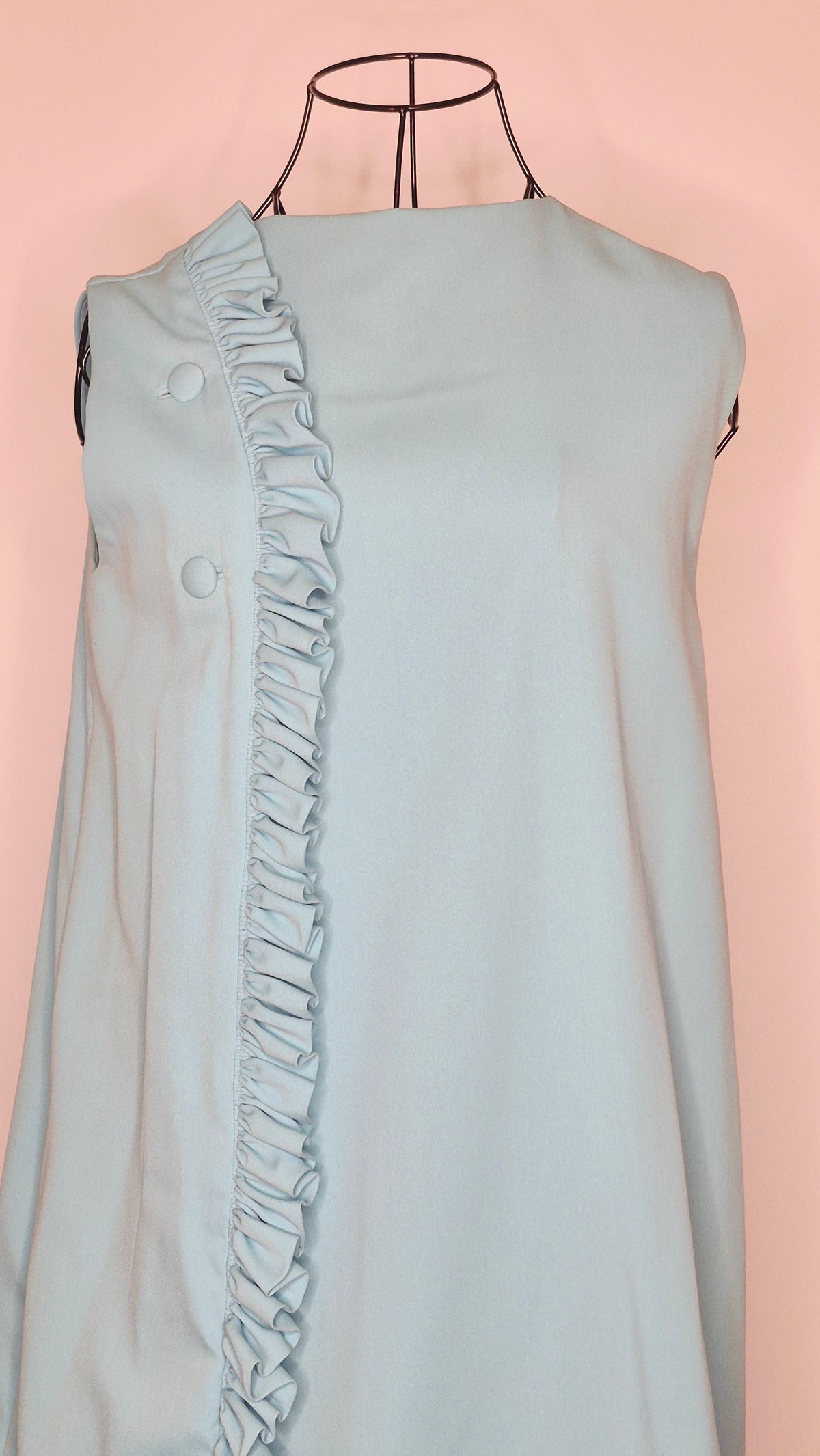 1960s Vintage Baby Blue Sleeveless Wrap Dress