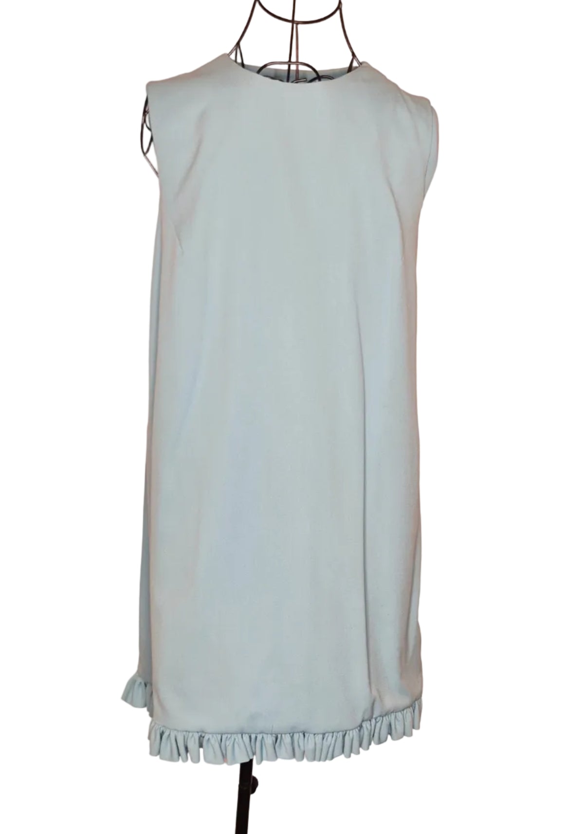 1960s Vintage Baby Blue Sleeveless Wrap Dress