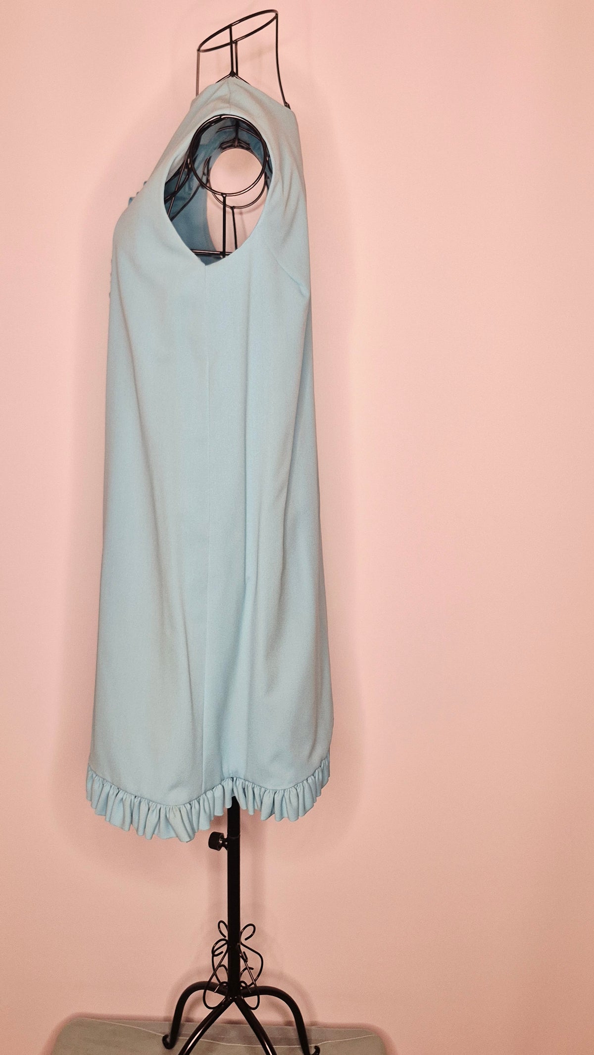 1960s Vintage Baby Blue Sleeveless Wrap Dress