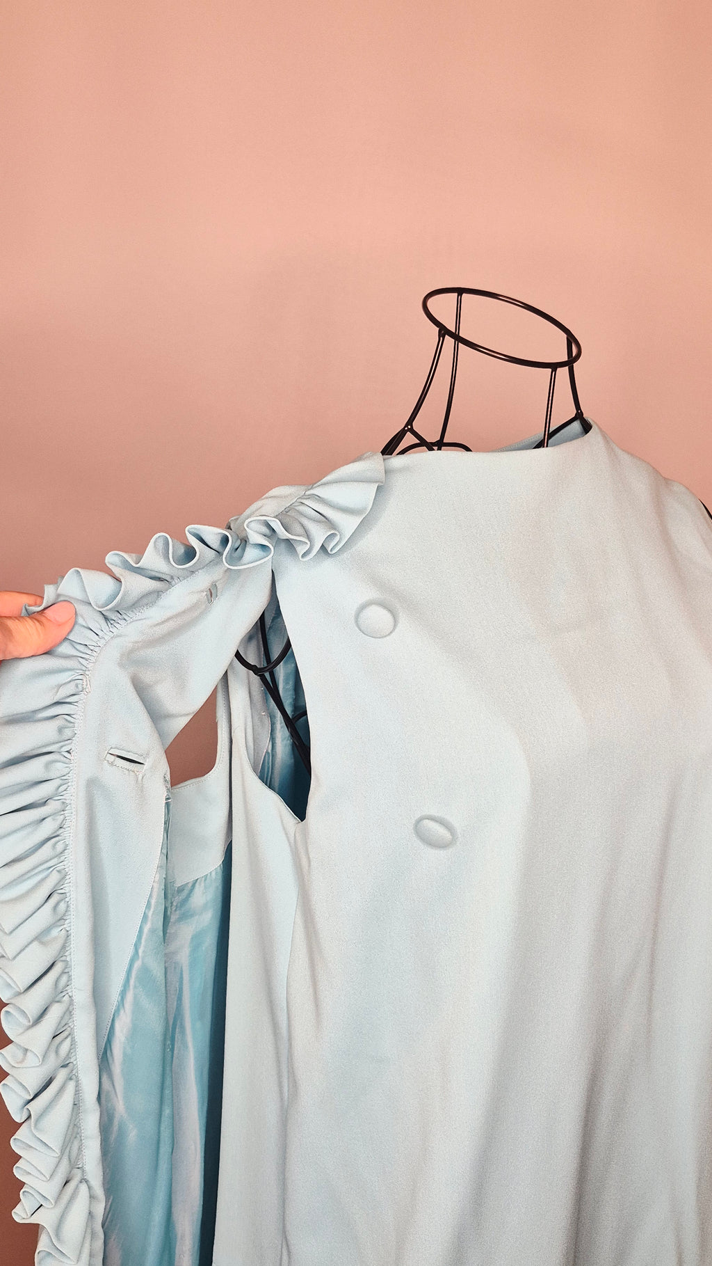 1960s Vintage Baby Blue Sleeveless Wrap Dress