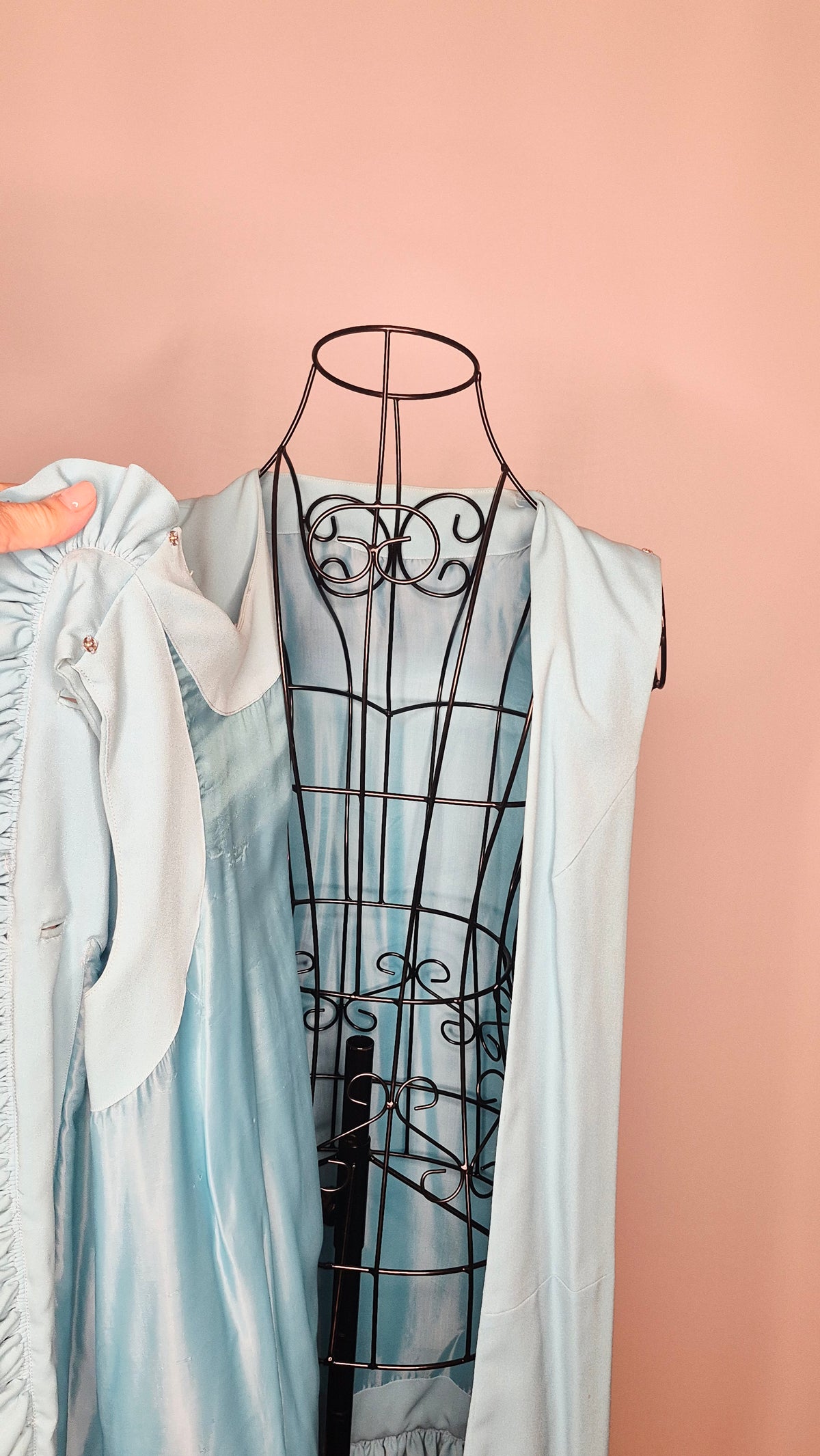 1960s Vintage Baby Blue Sleeveless Wrap Dress