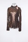 Milly Long-Sleeve Sequin Top Leopard design