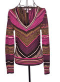 Trina Turk Long-Sleeve Chevron Stripe Sweater Top
