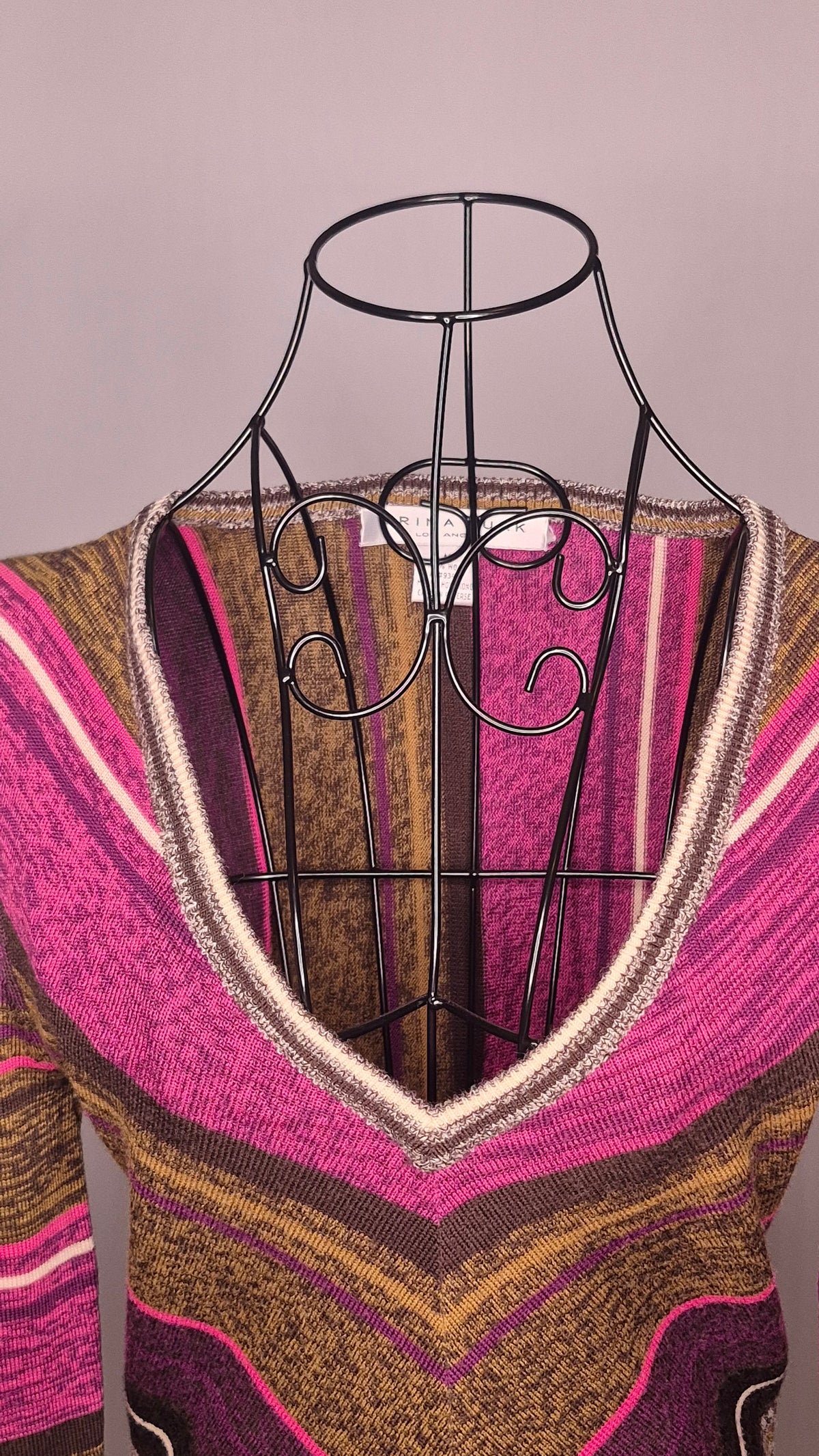 Trina Turk Long-Sleeve Chevron Stripe Sweater Top